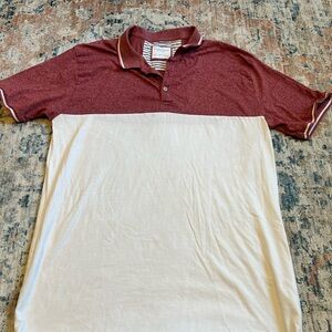 Denim & Flower Men's Two-Tone Polo in Burgundy and Cream